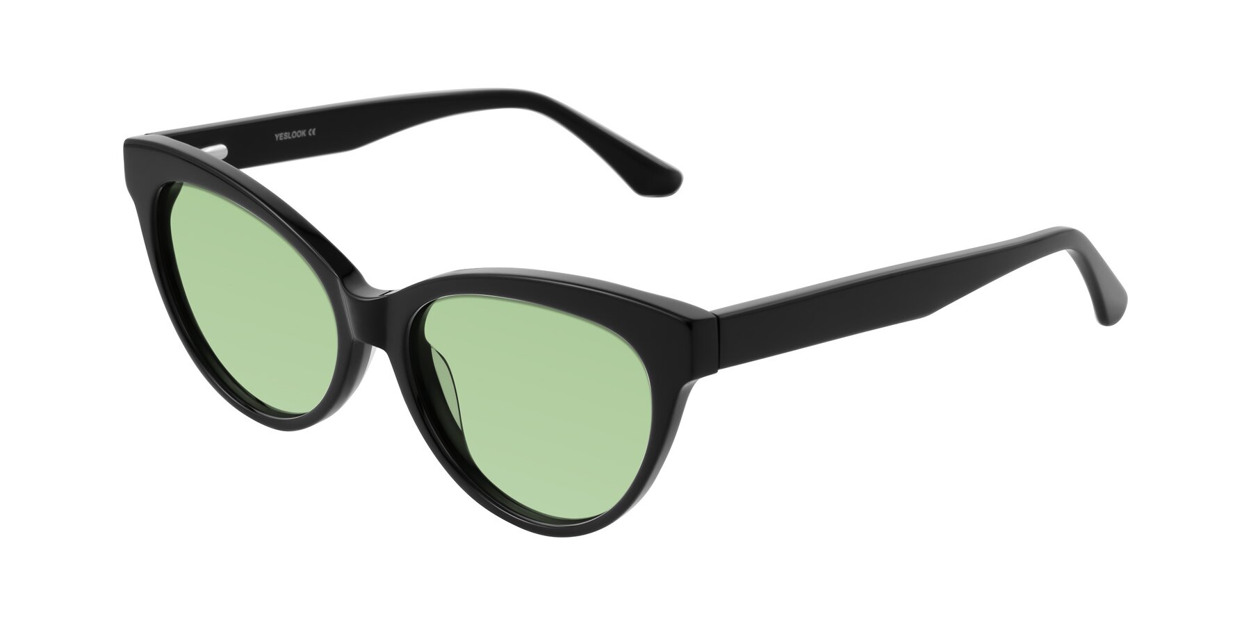Angle of Carrick in Black with Medium Green Tinted Lenses