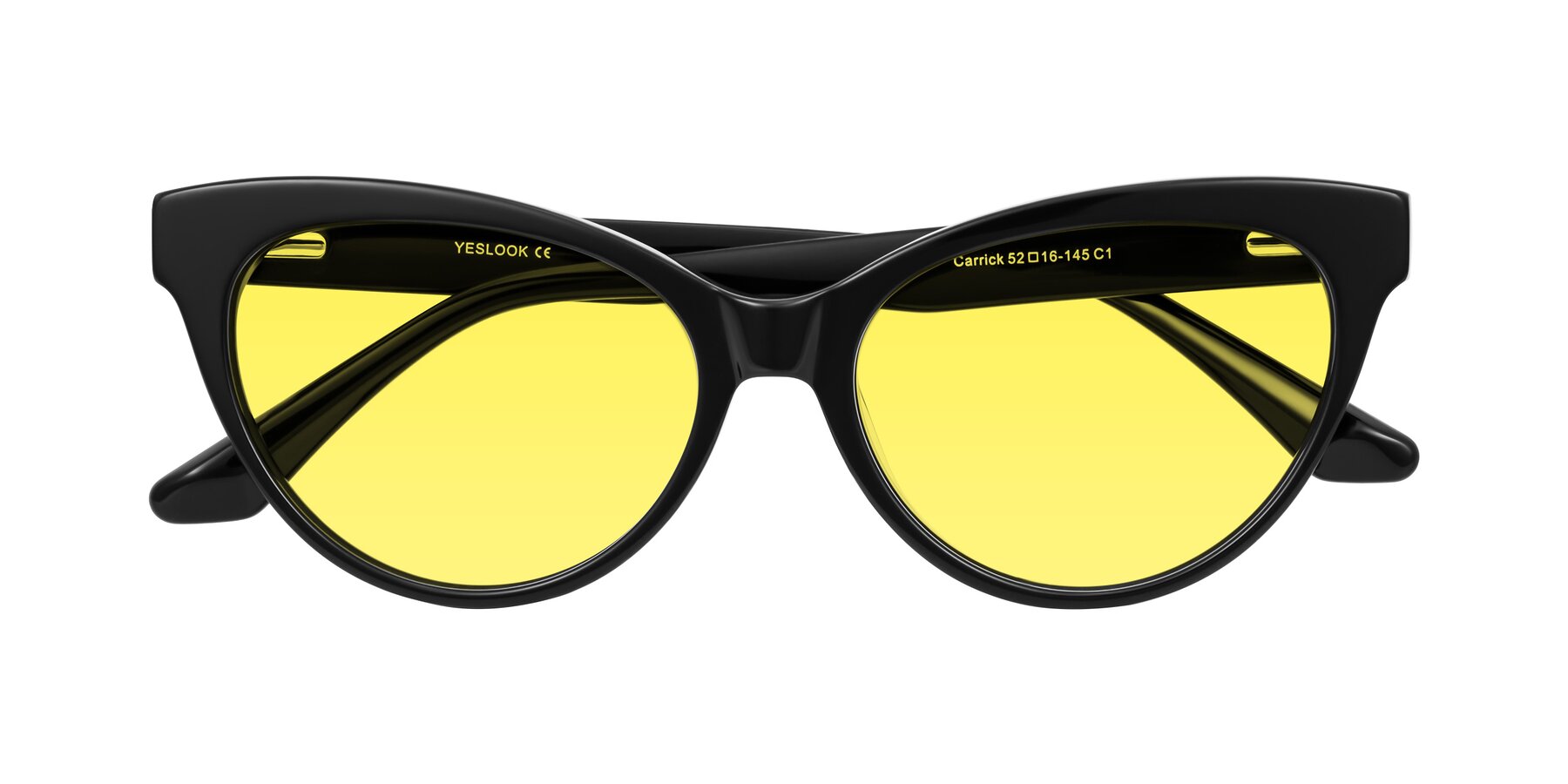 Folded Front of Carrick in Black with Medium Yellow Tinted Lenses