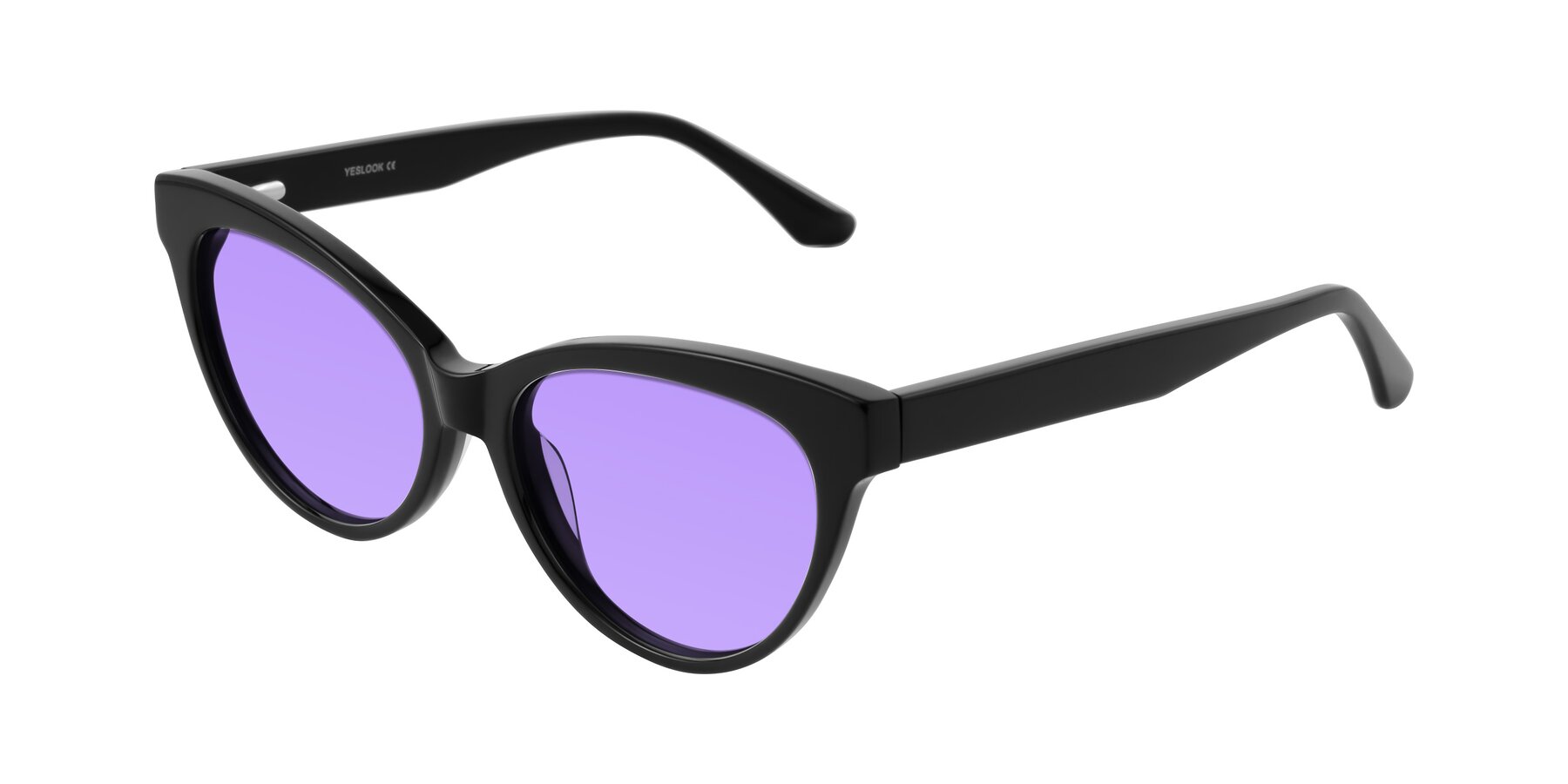 Angle of Carrick in Black with Medium Purple Tinted Lenses