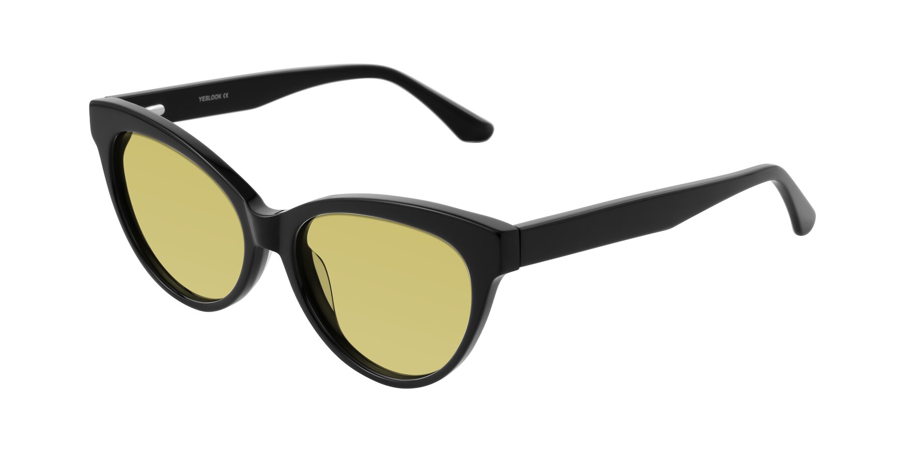 Angle of Carrick in Black with Medium Champagne Tinted Lenses