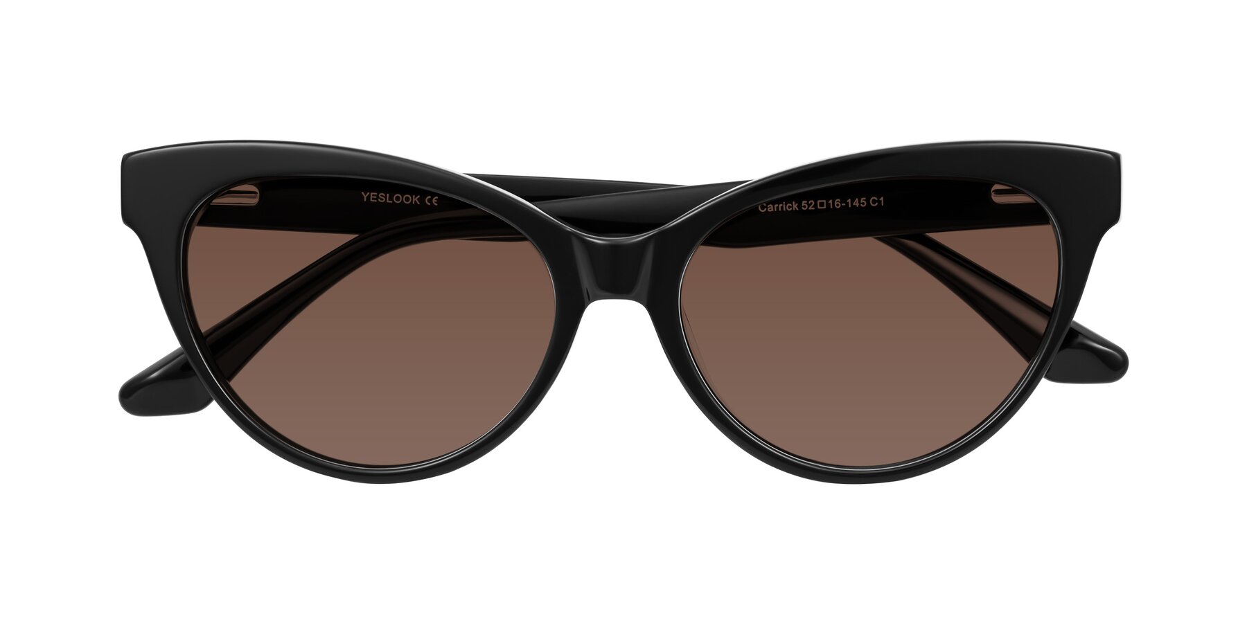 Folded Front of Carrick in Black with Brown Tinted Lenses