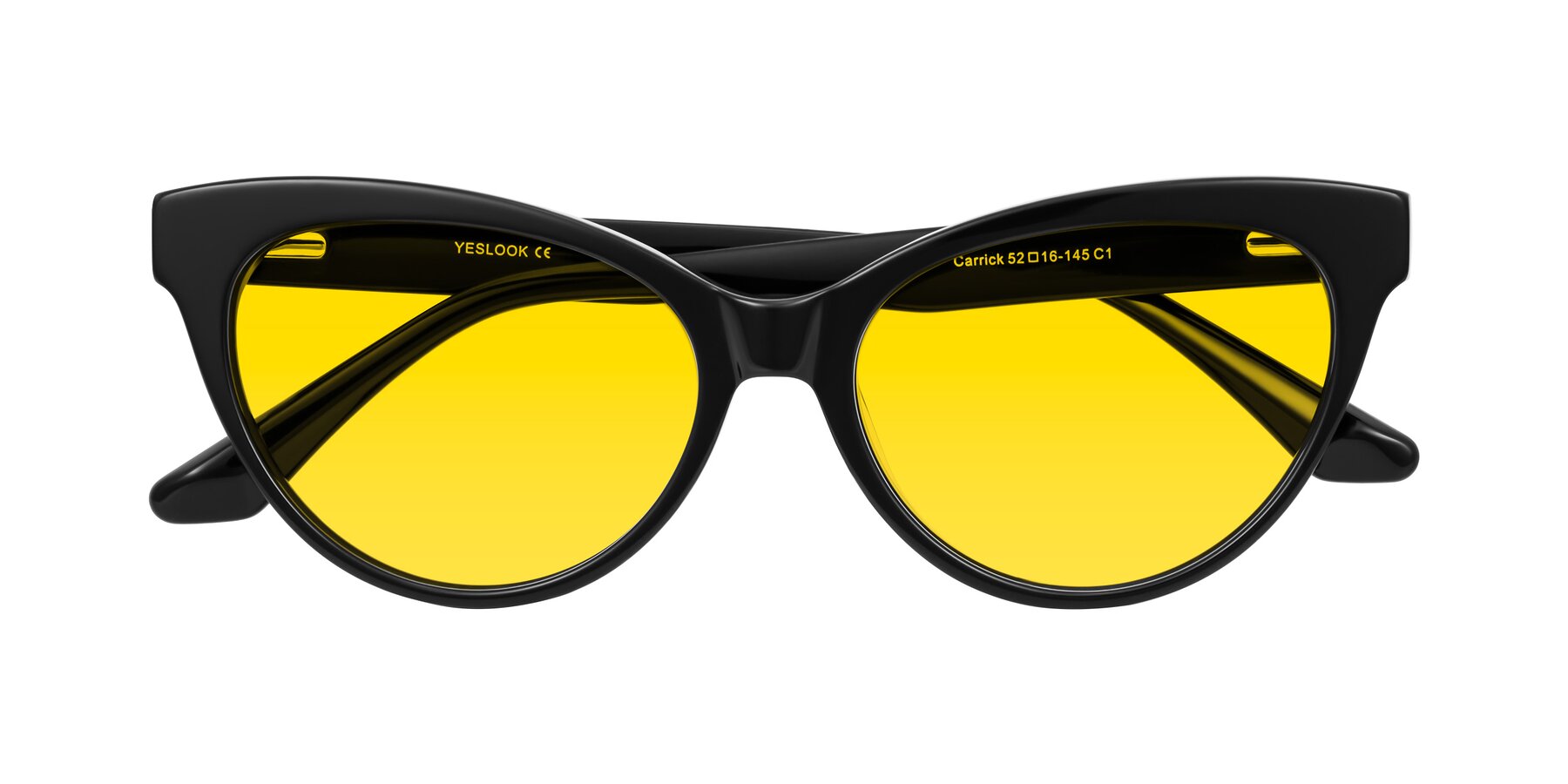 Folded Front of Carrick in Black with Yellow Tinted Lenses