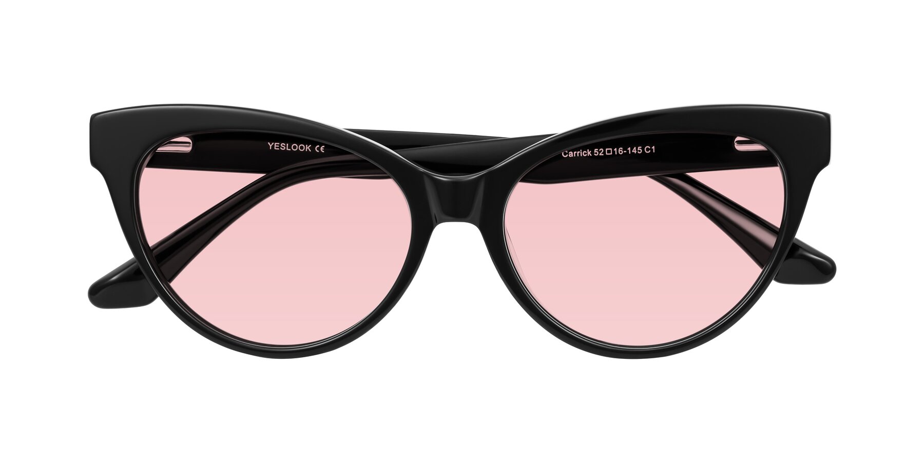 Folded Front of Carrick in Black with Light Garnet Tinted Lenses