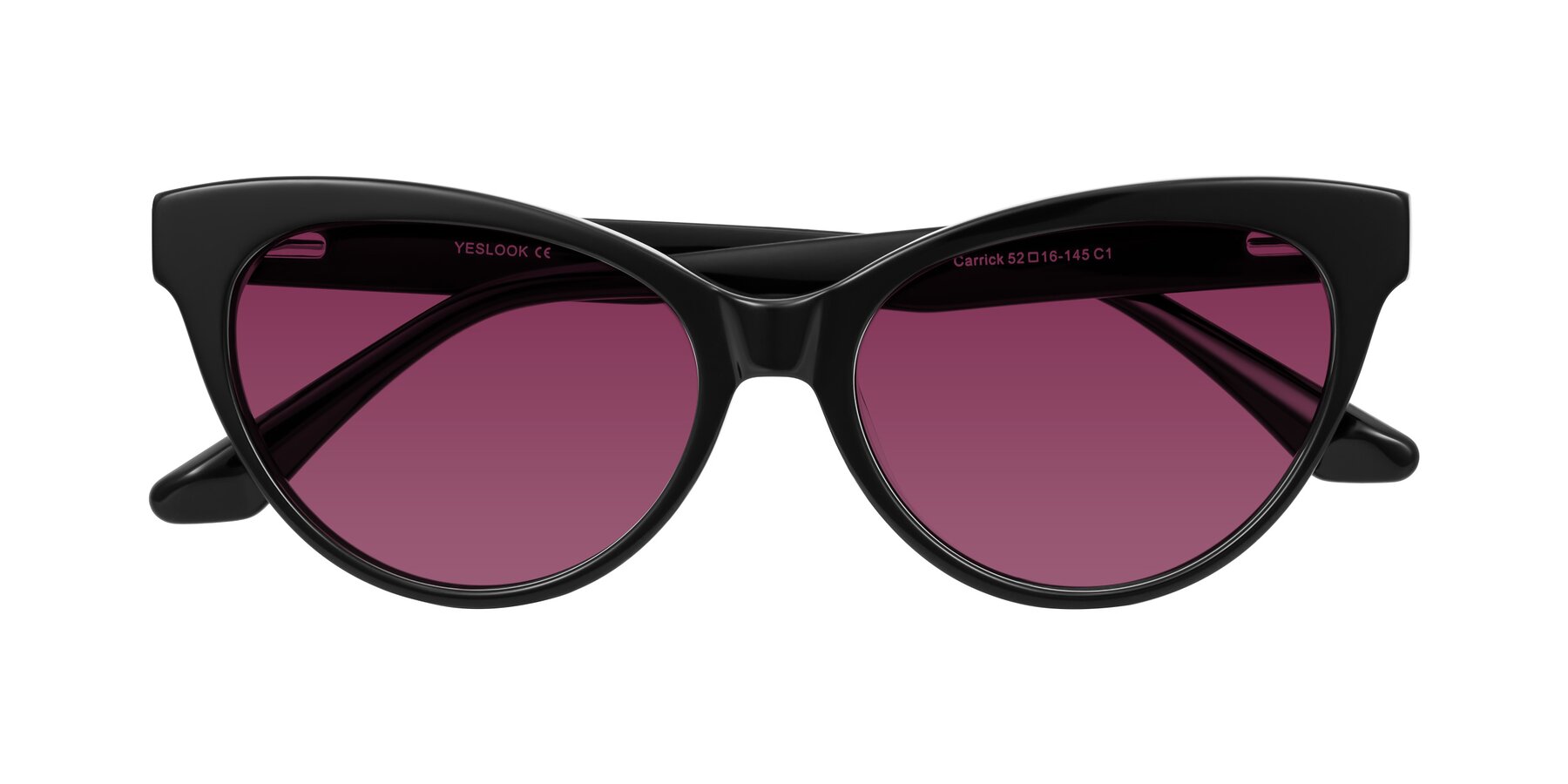 Folded Front of Carrick in Black with Wine Tinted Lenses