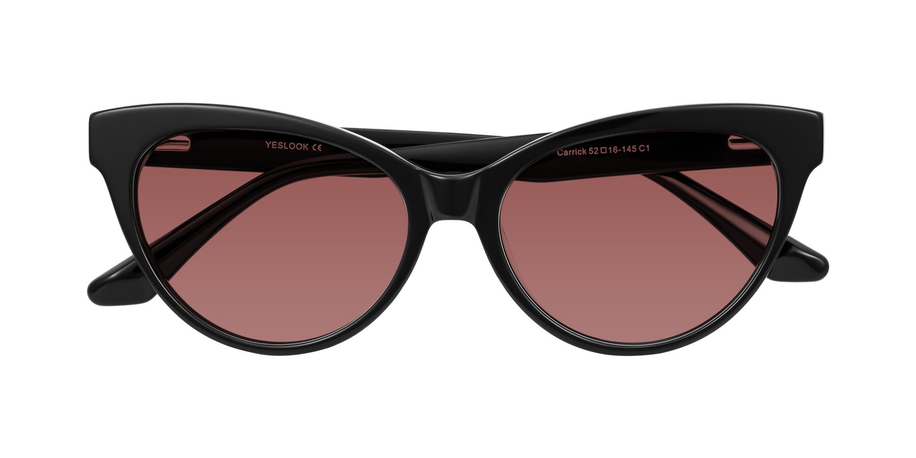 Folded Front of Carrick in Black with Garnet Tinted Lenses
