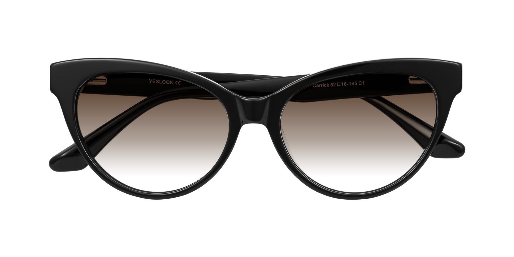 Folded Front of Carrick in Black with Brown Gradient Lenses