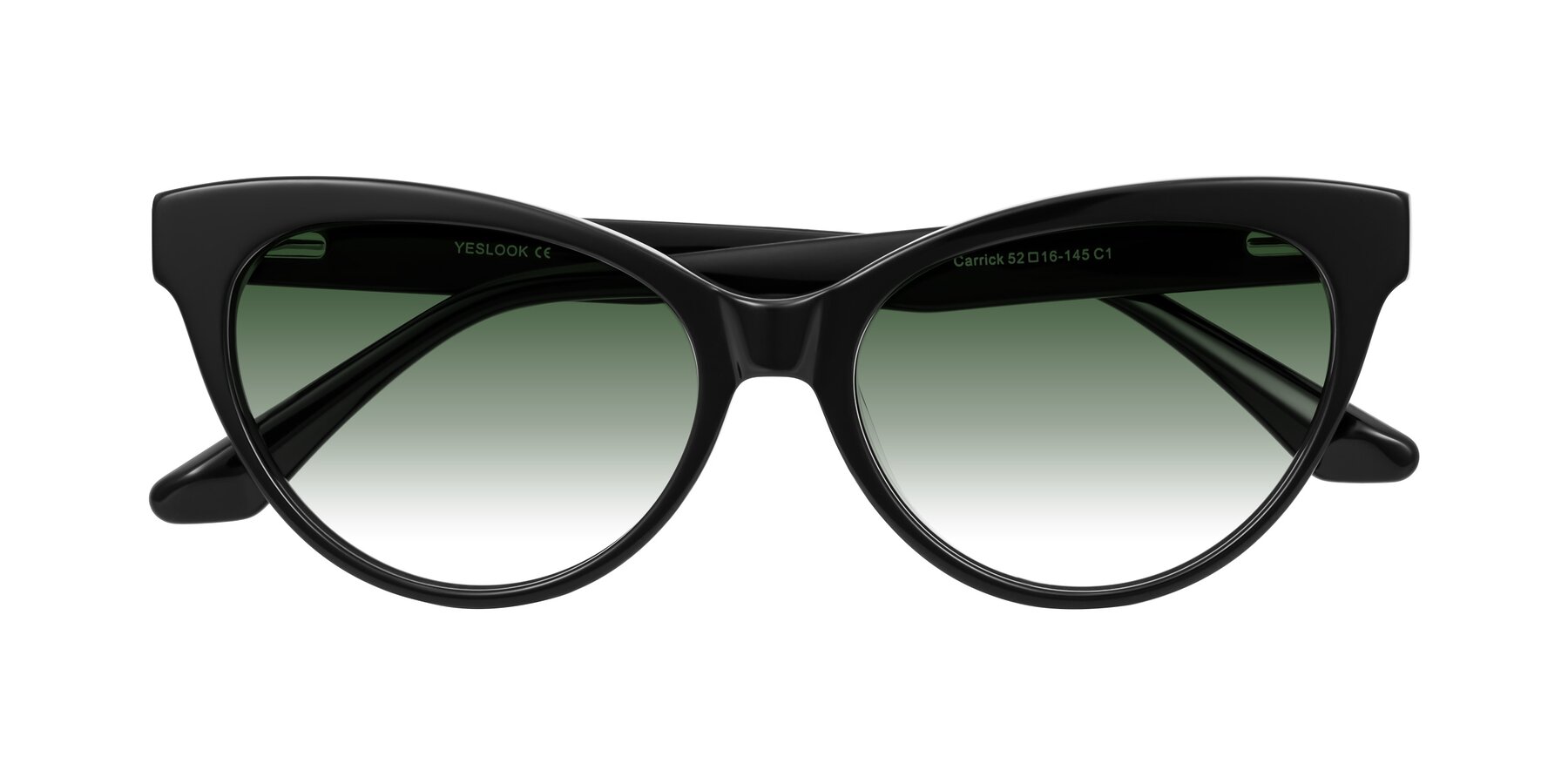 Folded Front of Carrick in Black with Green Gradient Lenses