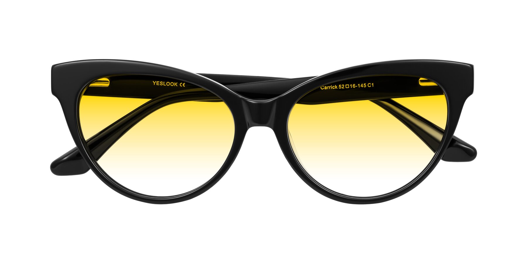 Folded Front of Carrick in Black with Yellow Gradient Lenses