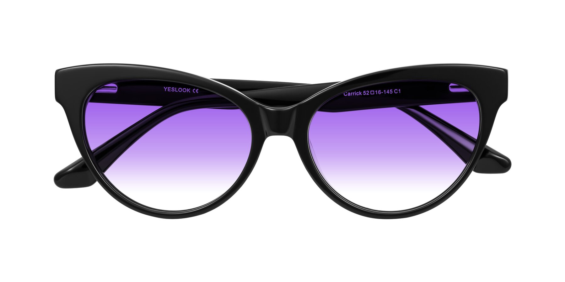 Folded Front of Carrick in Black with Purple Gradient Lenses