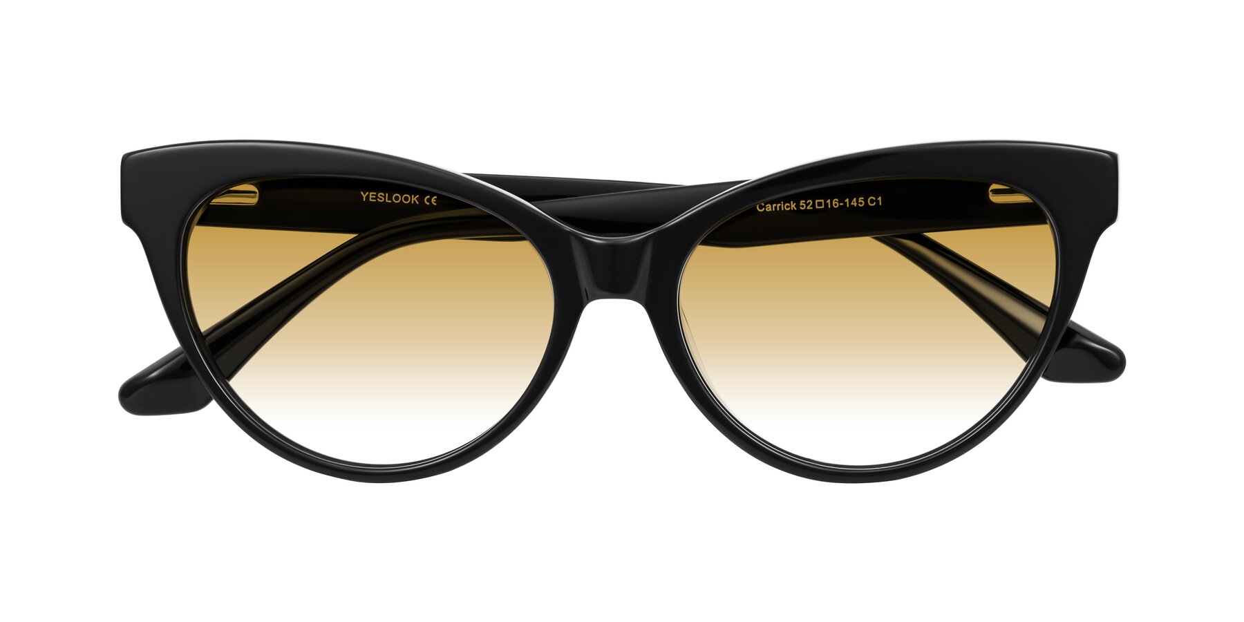 Folded Front of Carrick in Black with Champagne Gradient Lenses