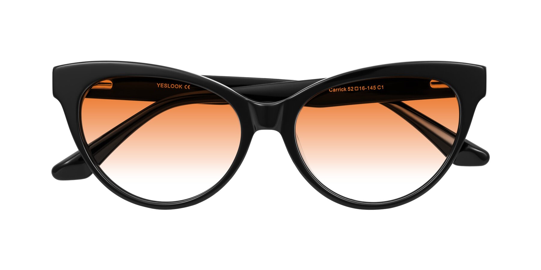 Folded Front of Carrick in Black with Orange Gradient Lenses