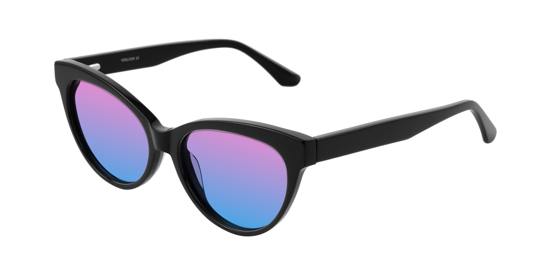 Angle of Carrick in Black with Pink / Blue Gradient Lenses