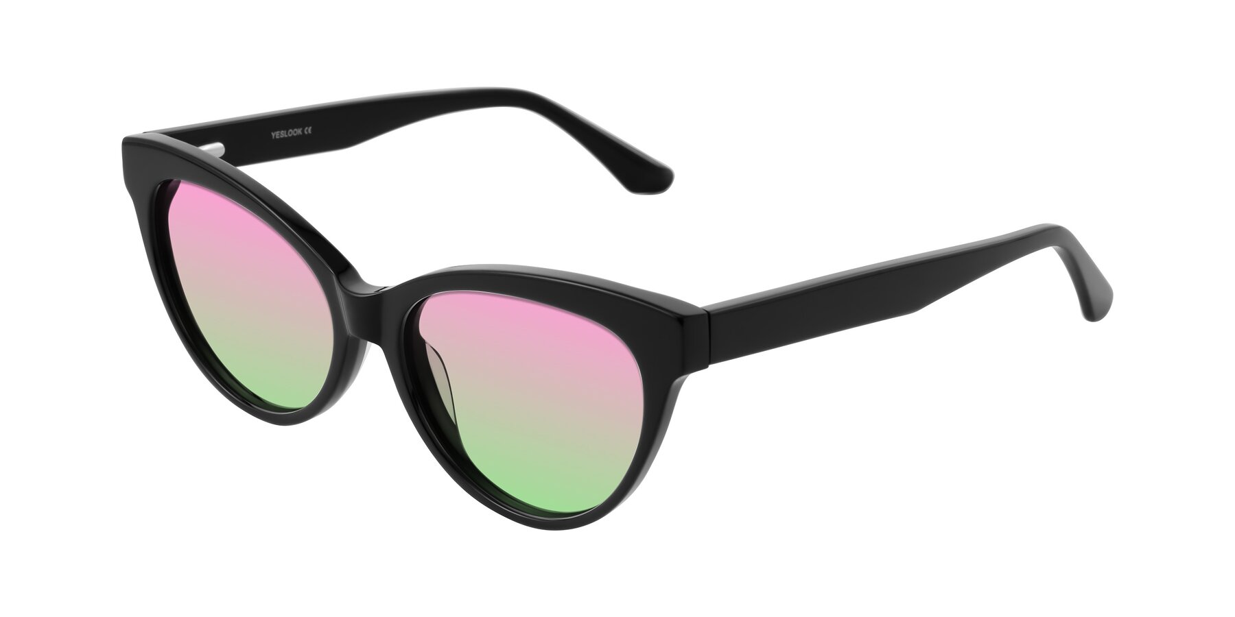 Angle of Carrick in Black with Pink / Green Gradient Lenses
