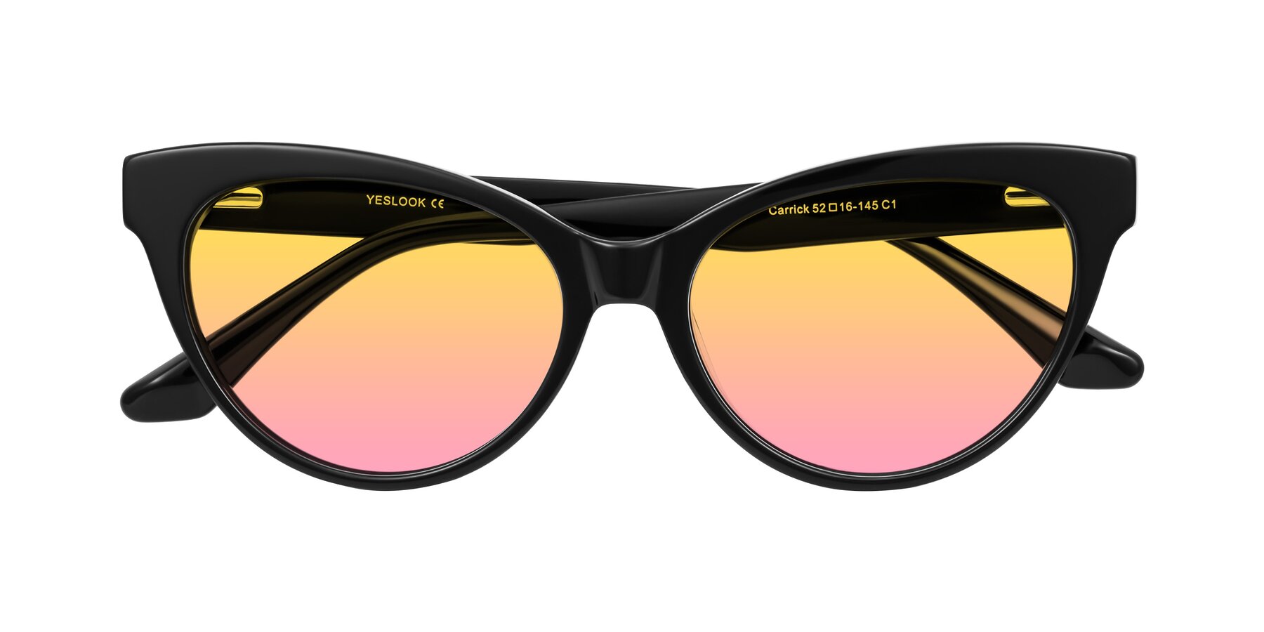 Folded Front of Carrick in Black with Yellow / Pink Gradient Lenses