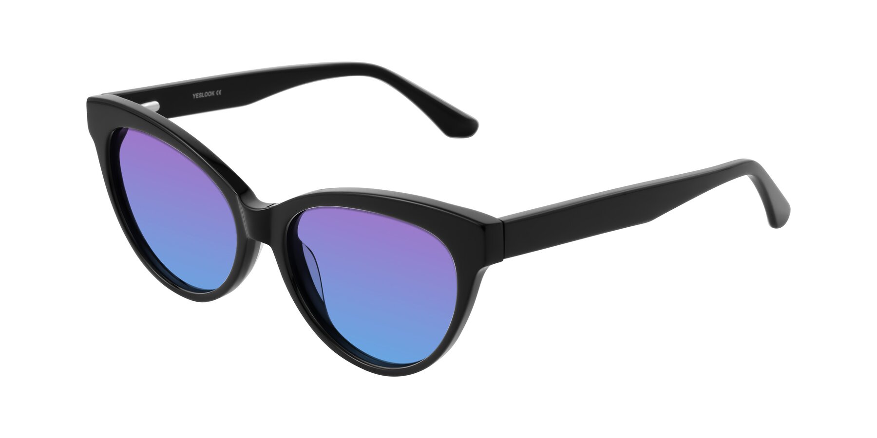 Angle of Carrick in Black with Purple / Blue Gradient Lenses