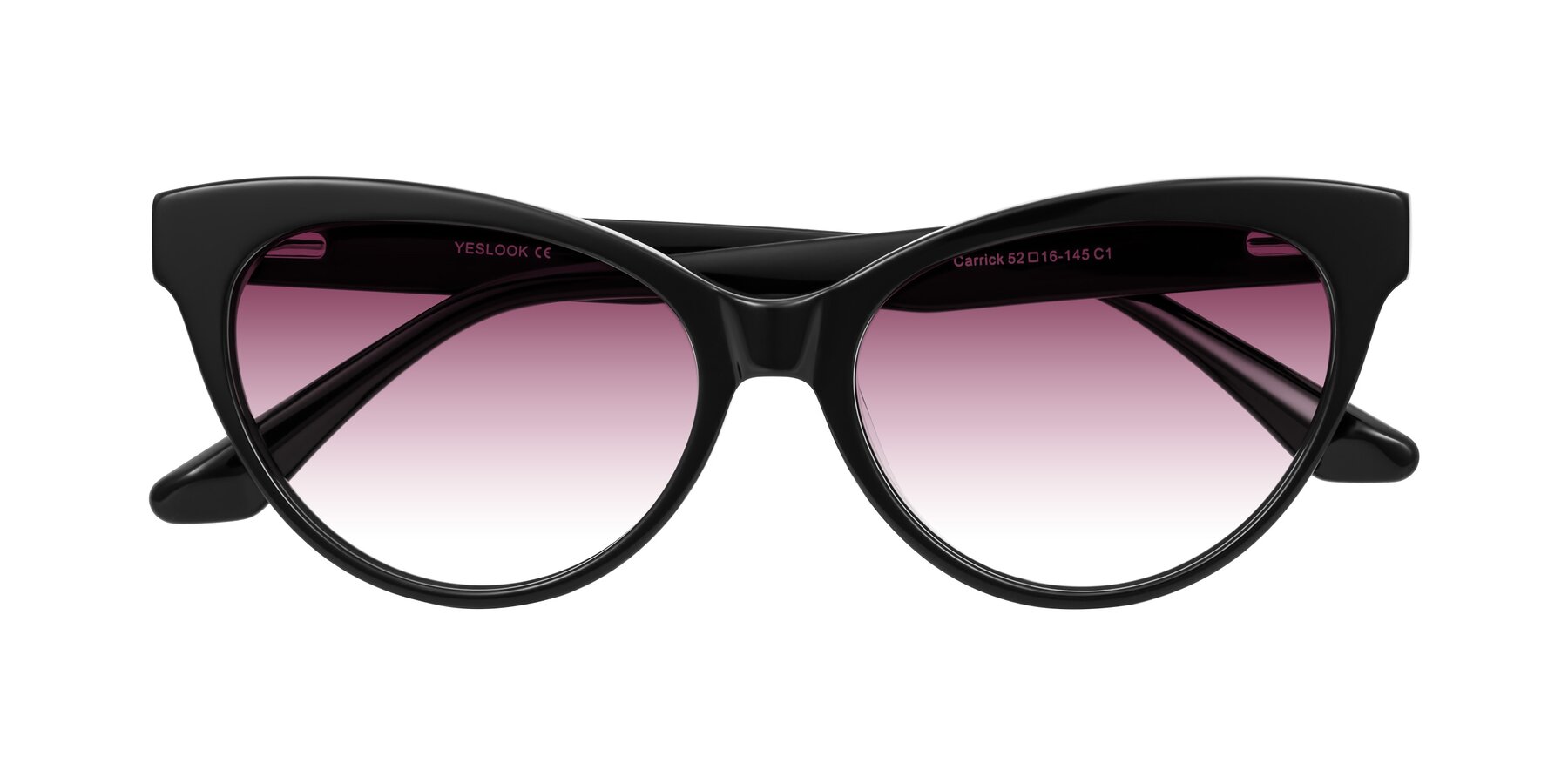 Folded Front of Carrick in Black with Wine Gradient Lenses