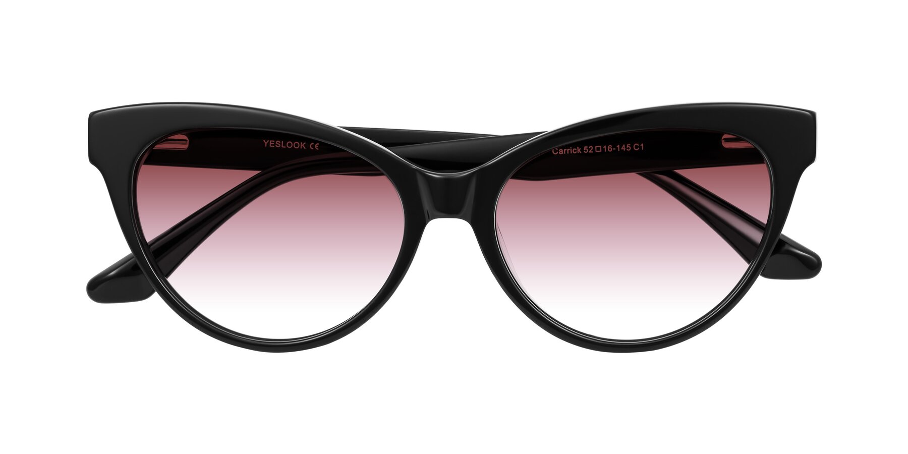 Folded Front of Carrick in Black with Garnet Gradient Lenses