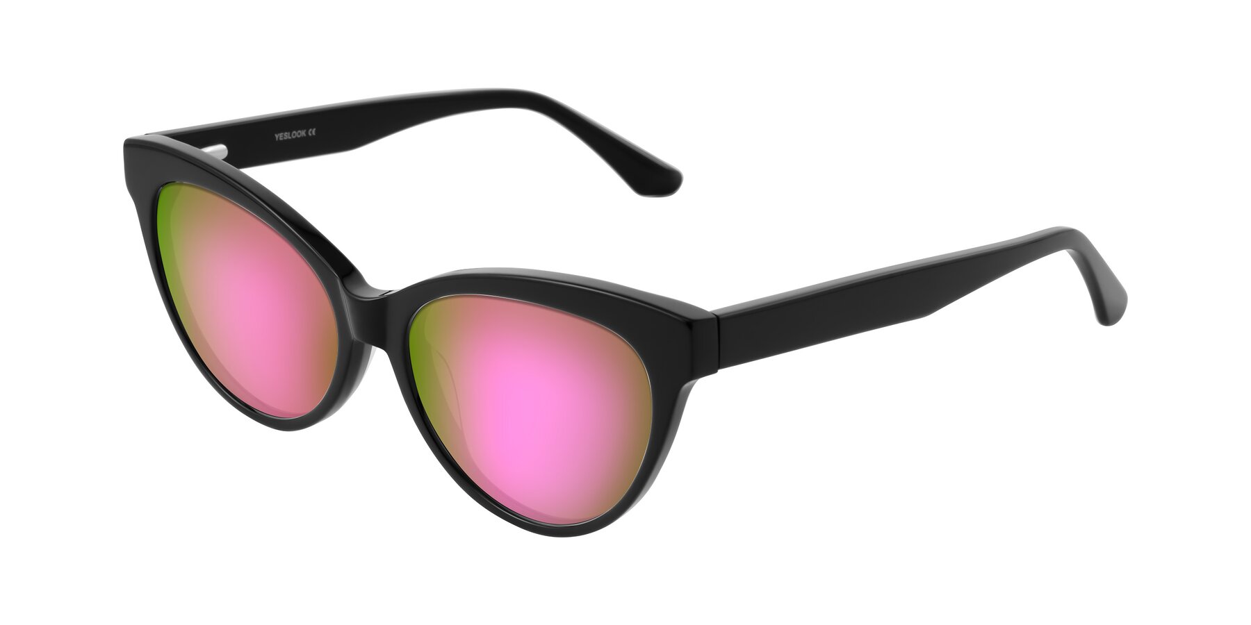 Angle of Carrick in Black with Pink Mirrored Lenses
