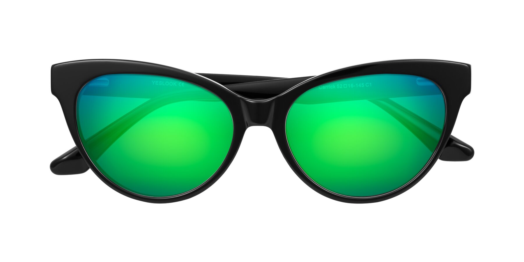 Folded Front of Carrick in Black with Green Mirrored Lenses