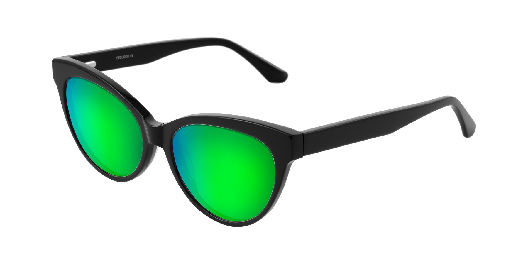 Angle of Carrick in Black with Green Mirrored Lenses