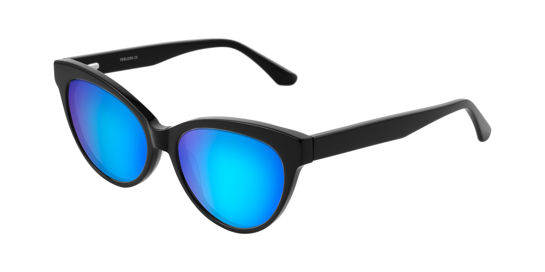 Angle of Carrick in Black with Blue Mirrored Lenses