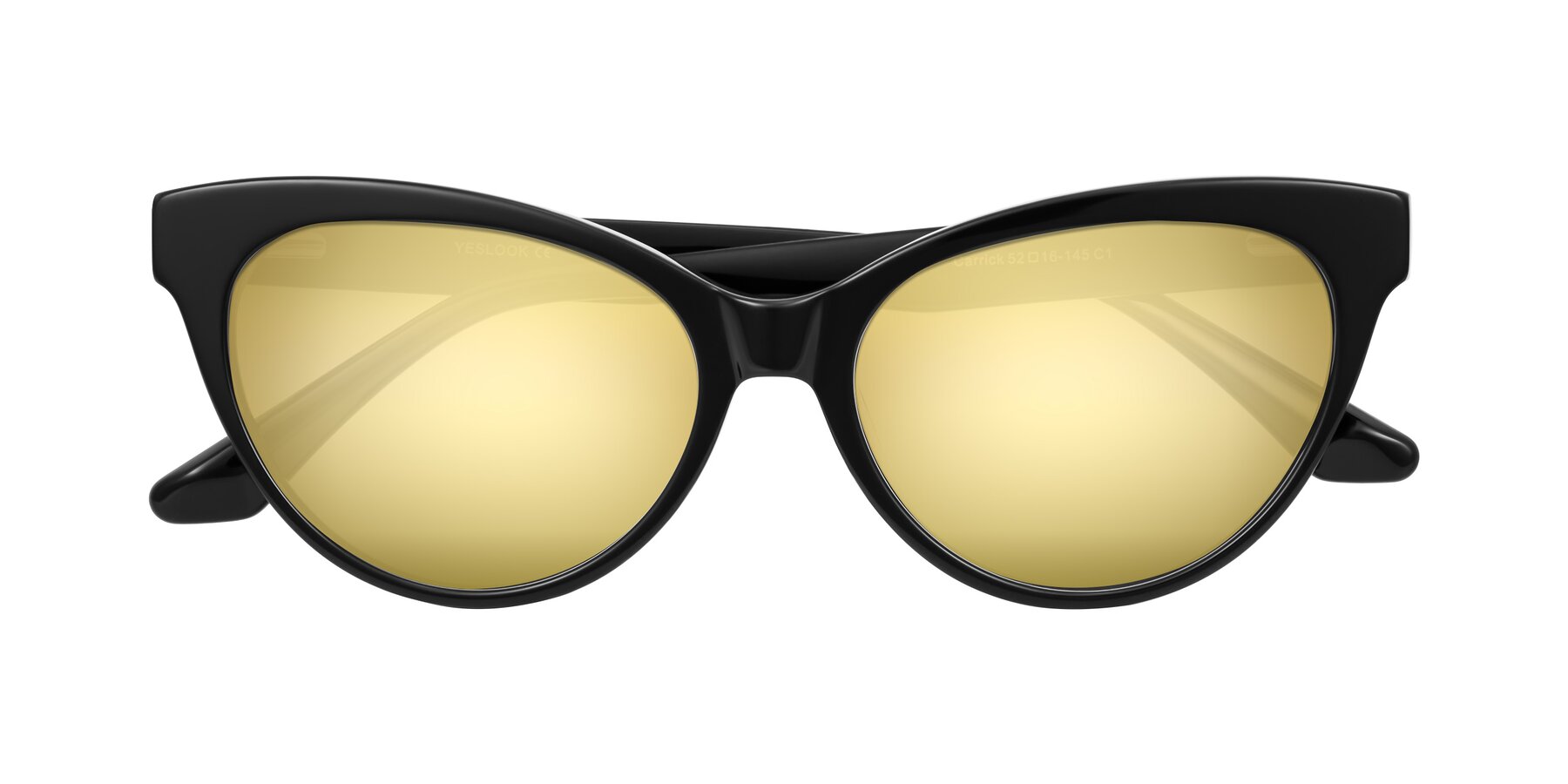 Folded Front of Carrick in Black with Gold Mirrored Lenses