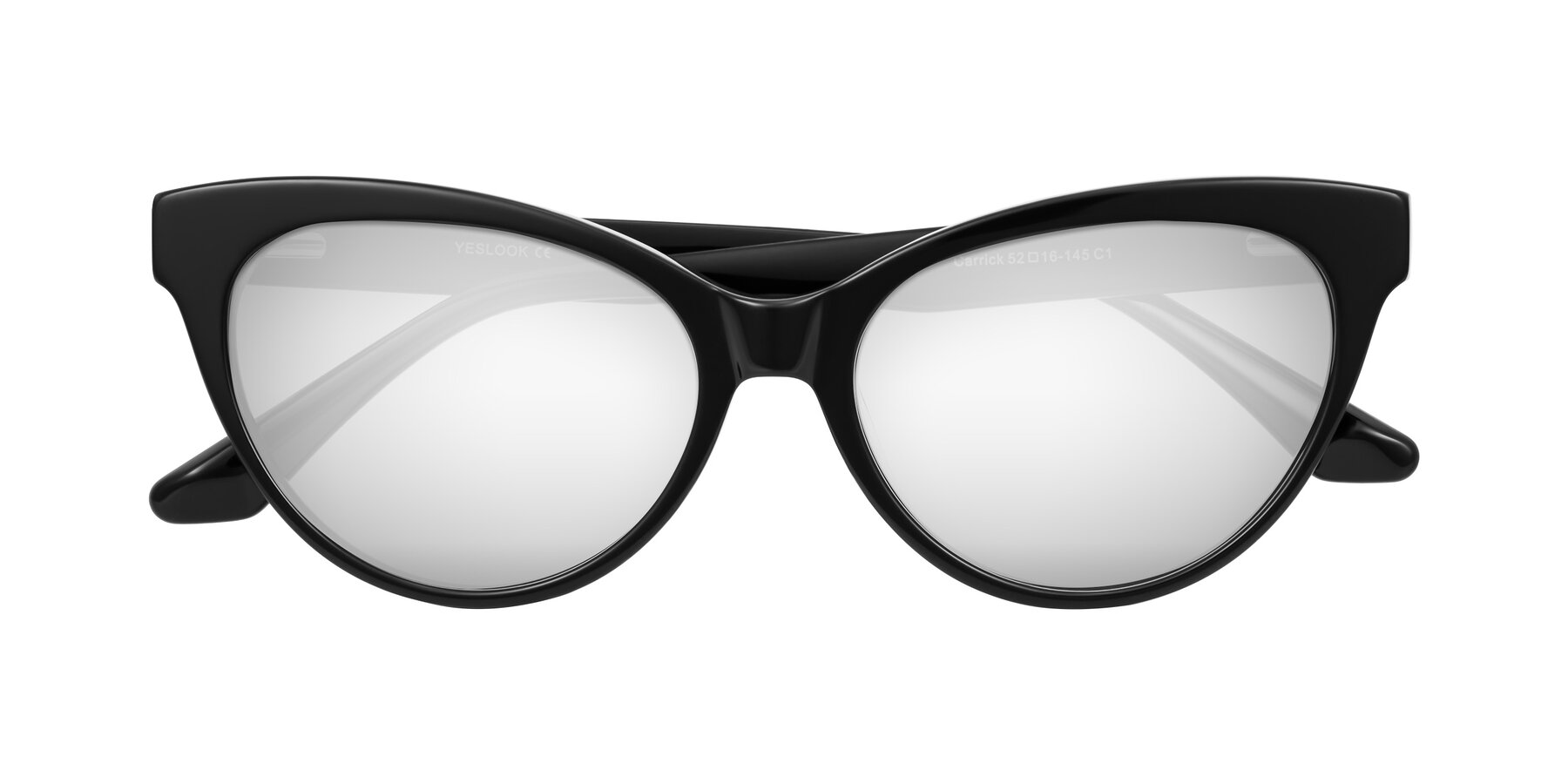 Folded Front of Carrick in Black with Silver Mirrored Lenses