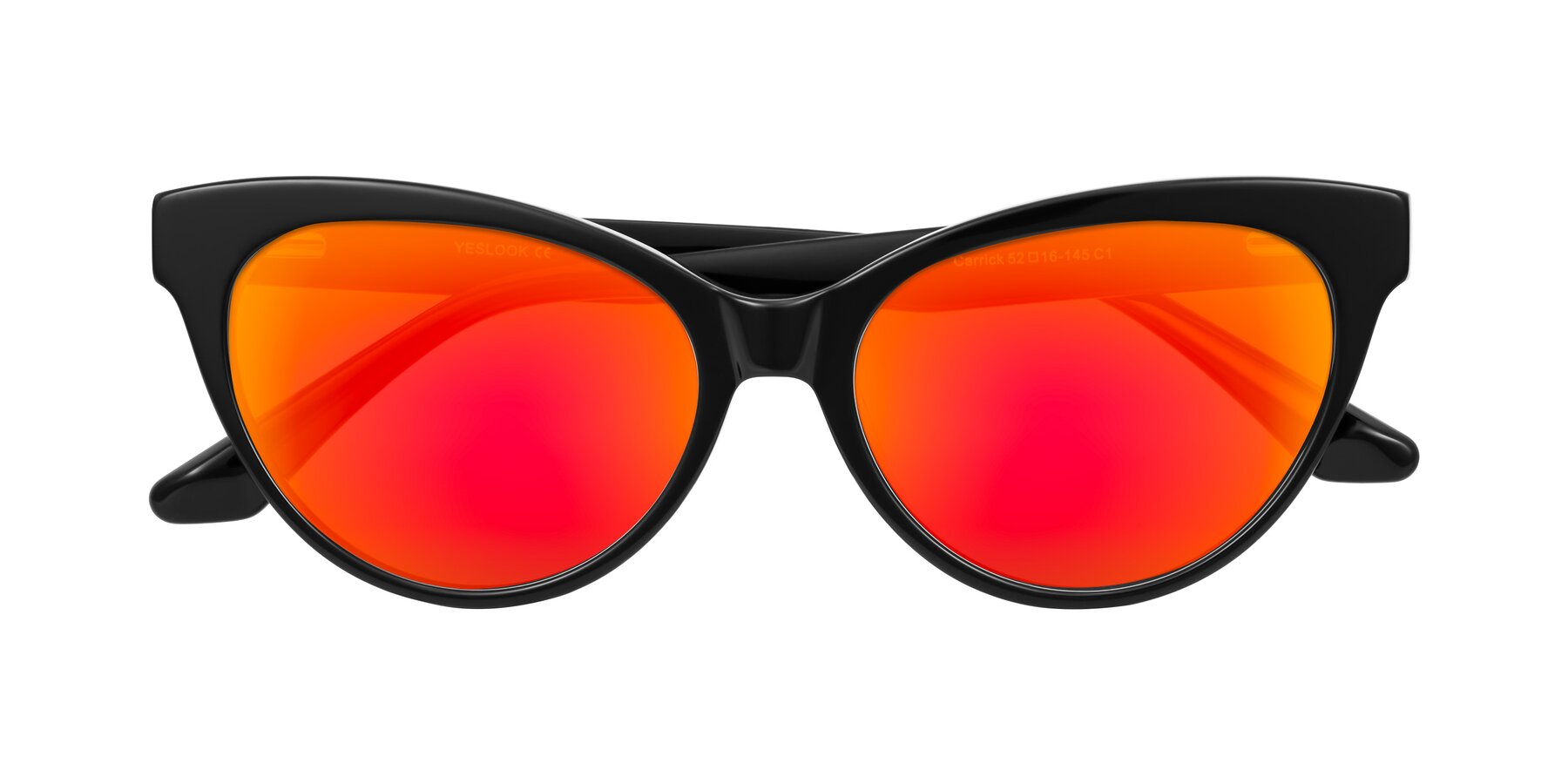 Folded Front of Carrick in Black with Red Gold Mirrored Lenses