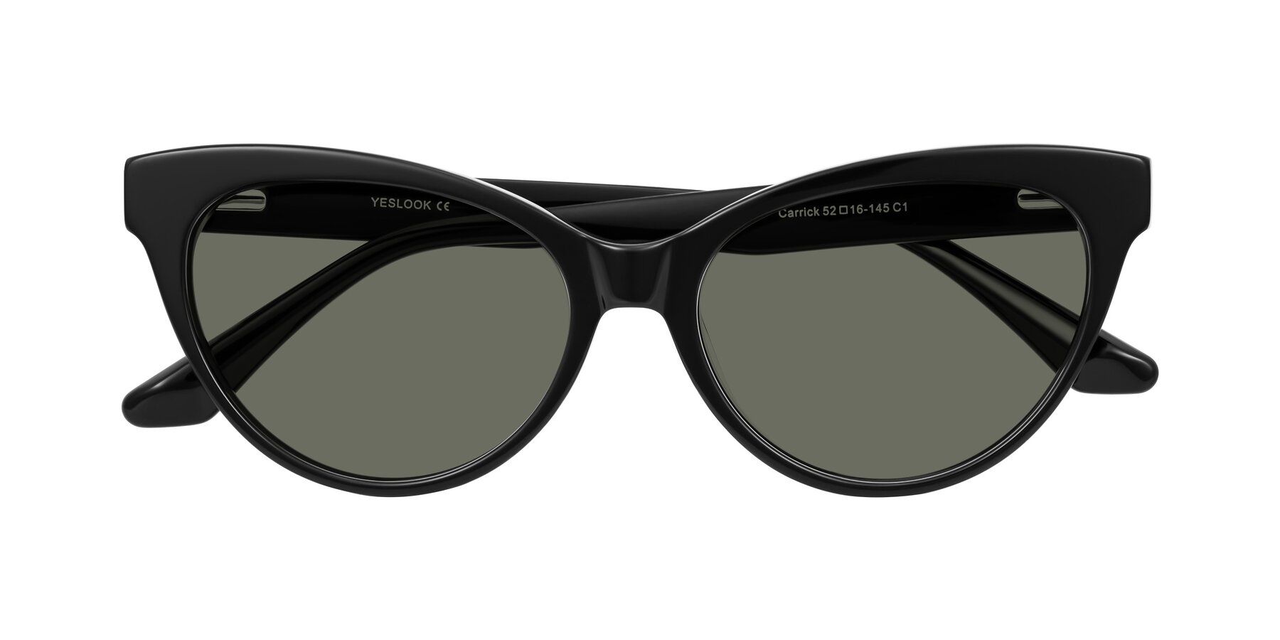 Folded Front of Carrick in Black with Gray Polarized Lenses