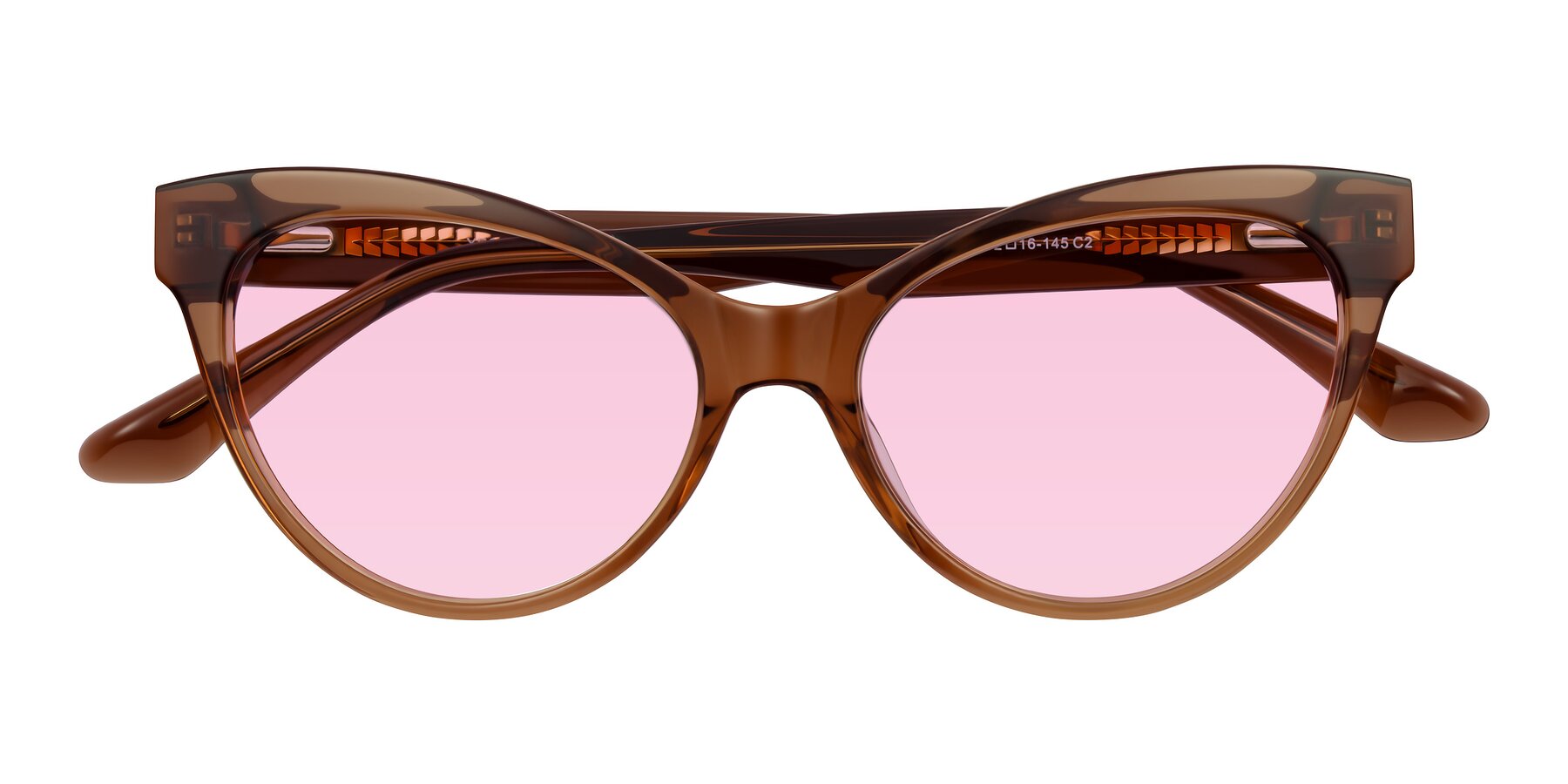 Folded Front of Carrick in Brown with Light Pink Tinted Lenses