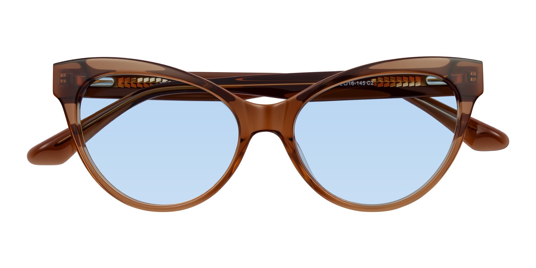 Folded Front of Carrick in Brown with Light Blue Tinted Lenses