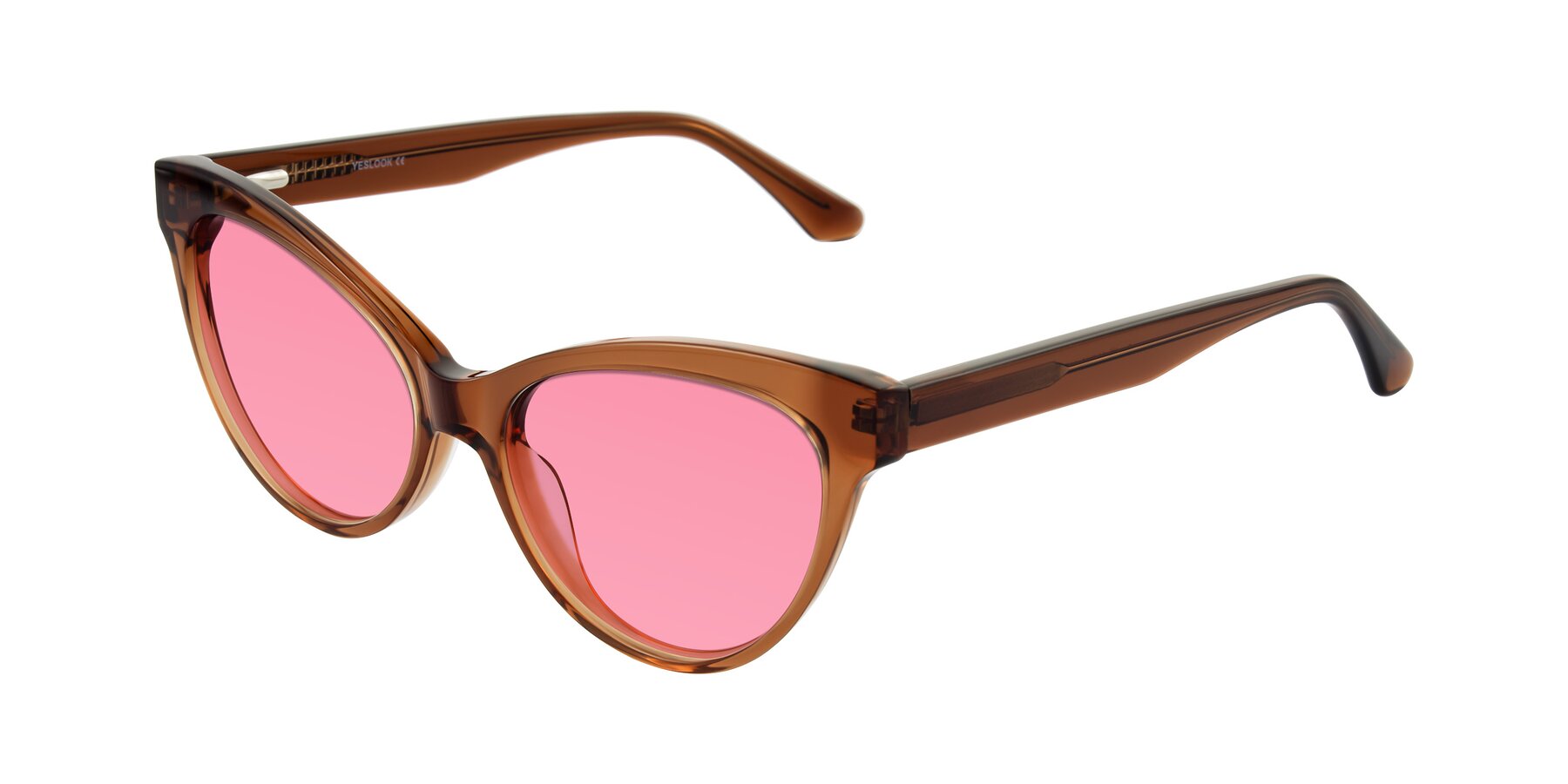 Angle of Carrick in Brown with Pink Tinted Lenses