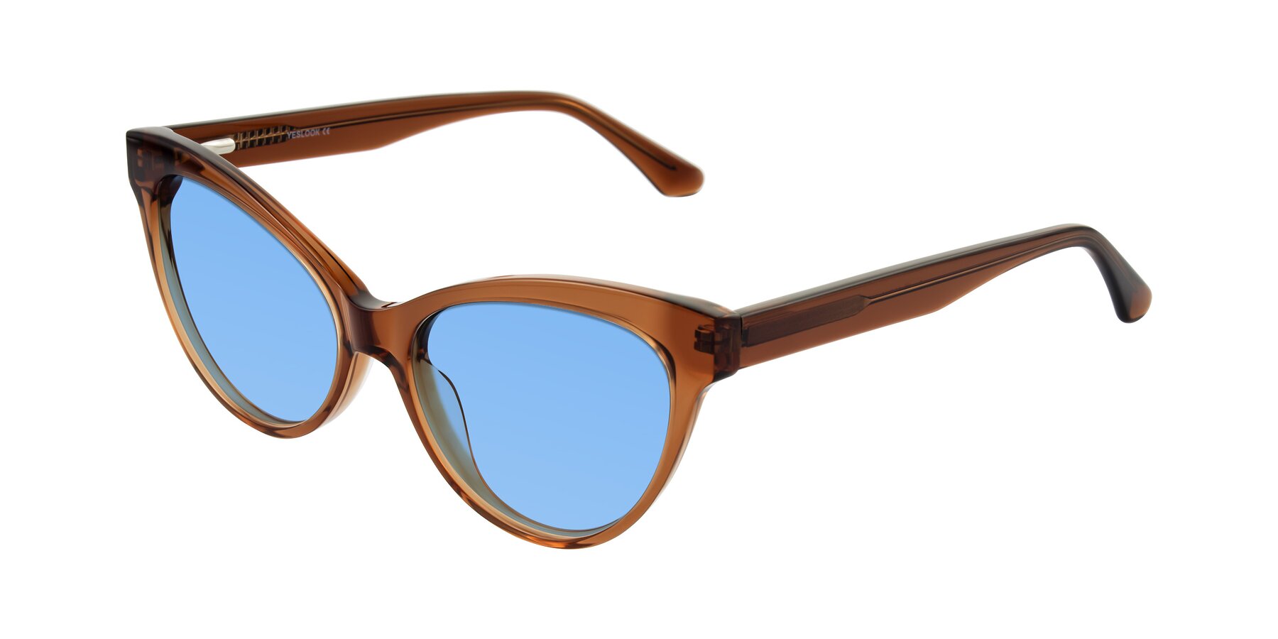 Angle of Carrick in Brown with Medium Blue Tinted Lenses