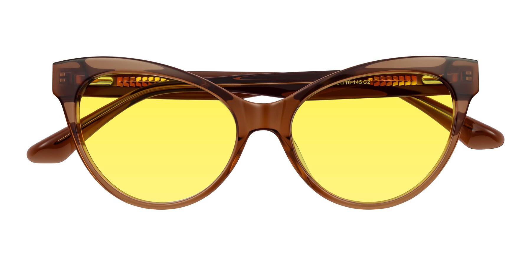 Folded Front of Carrick in Brown with Medium Yellow Tinted Lenses