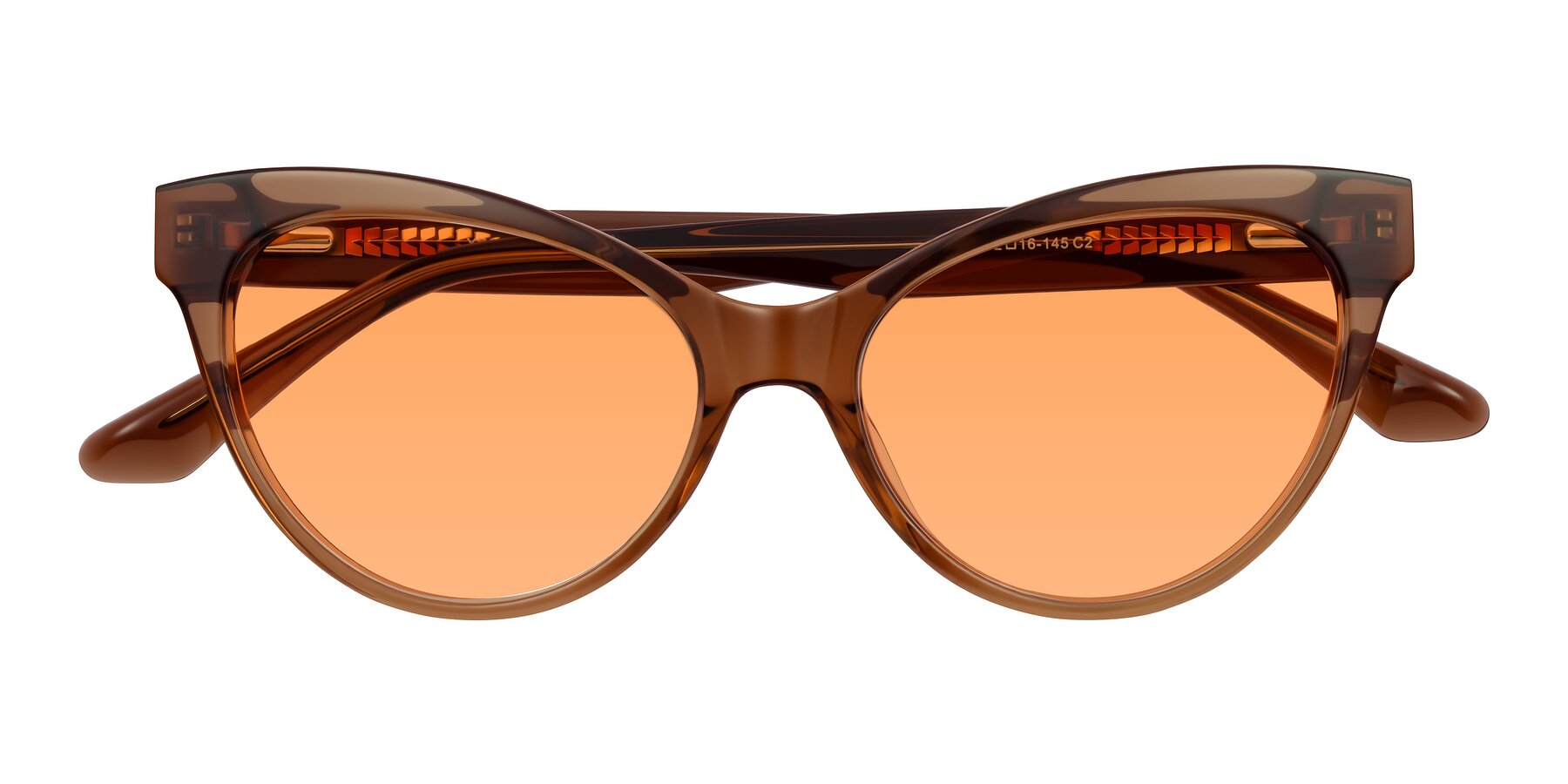 Folded Front of Carrick in Brown with Medium Orange Tinted Lenses