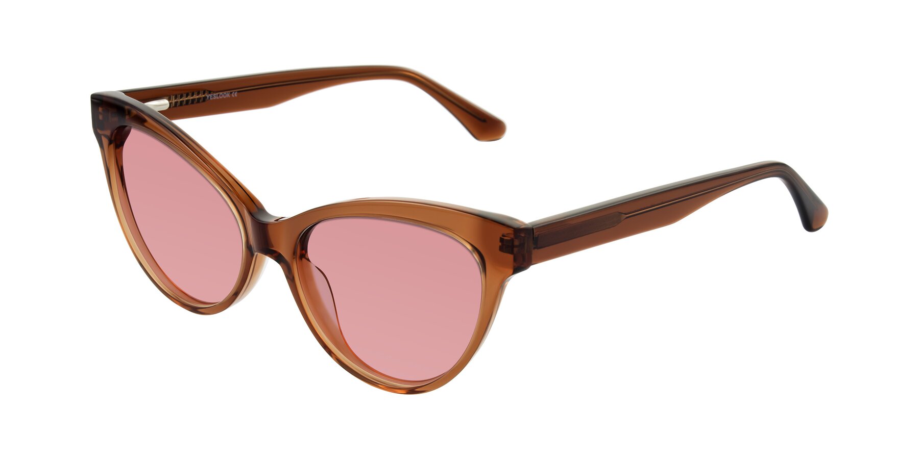 Angle of Carrick in Brown with Medium Garnet Tinted Lenses