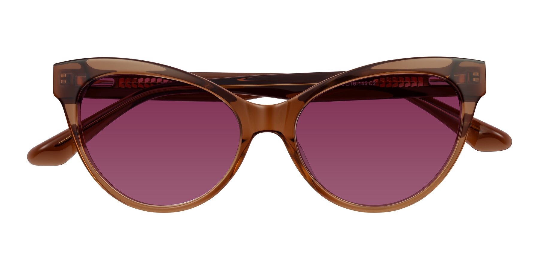 Folded Front of Carrick in Brown with Wine Tinted Lenses
