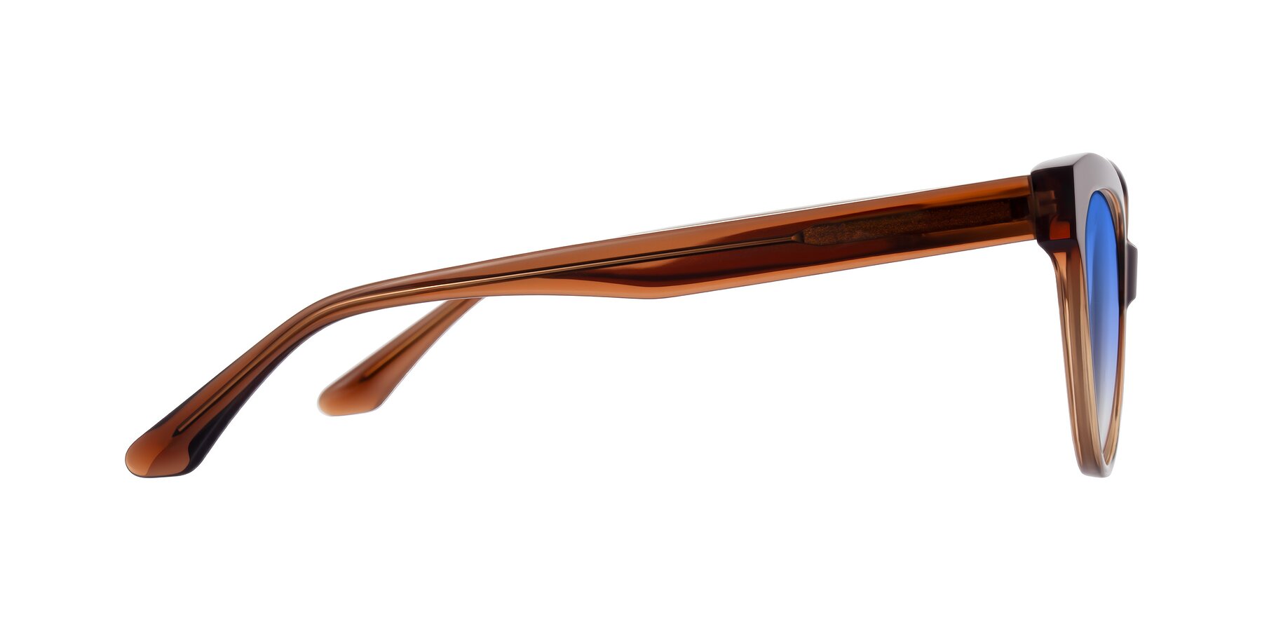 Side of Carrick in Brown with Blue Gradient Lenses
