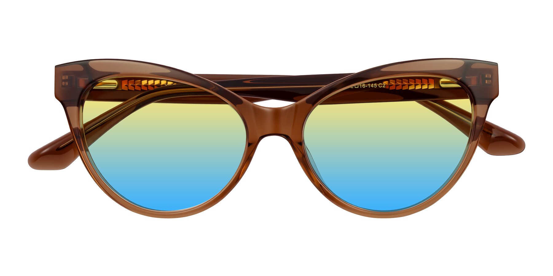 Folded Front of Carrick in Brown with Yellow / Blue Gradient Lenses