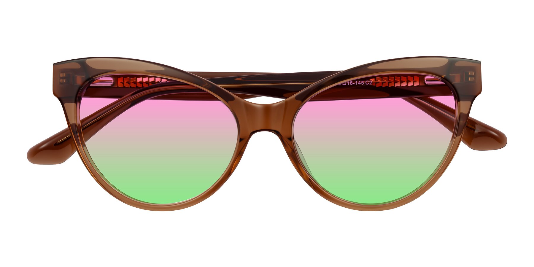 Folded Front of Carrick in Brown with Pink / Green Gradient Lenses