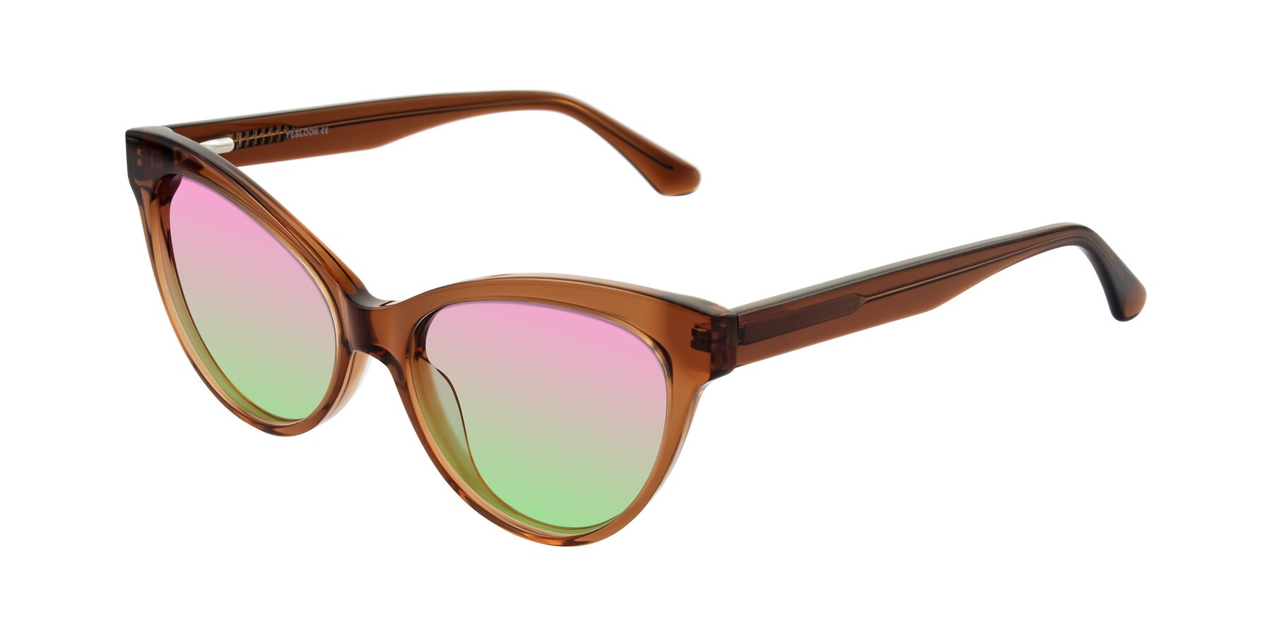 Angle of Carrick in Brown with Pink / Green Gradient Lenses