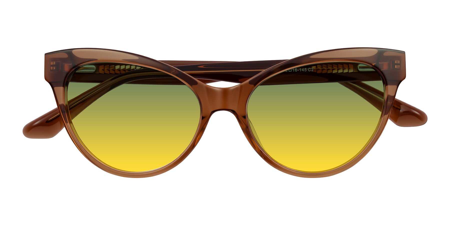 Folded Front of Carrick in Brown with Green / Yellow Gradient Lenses