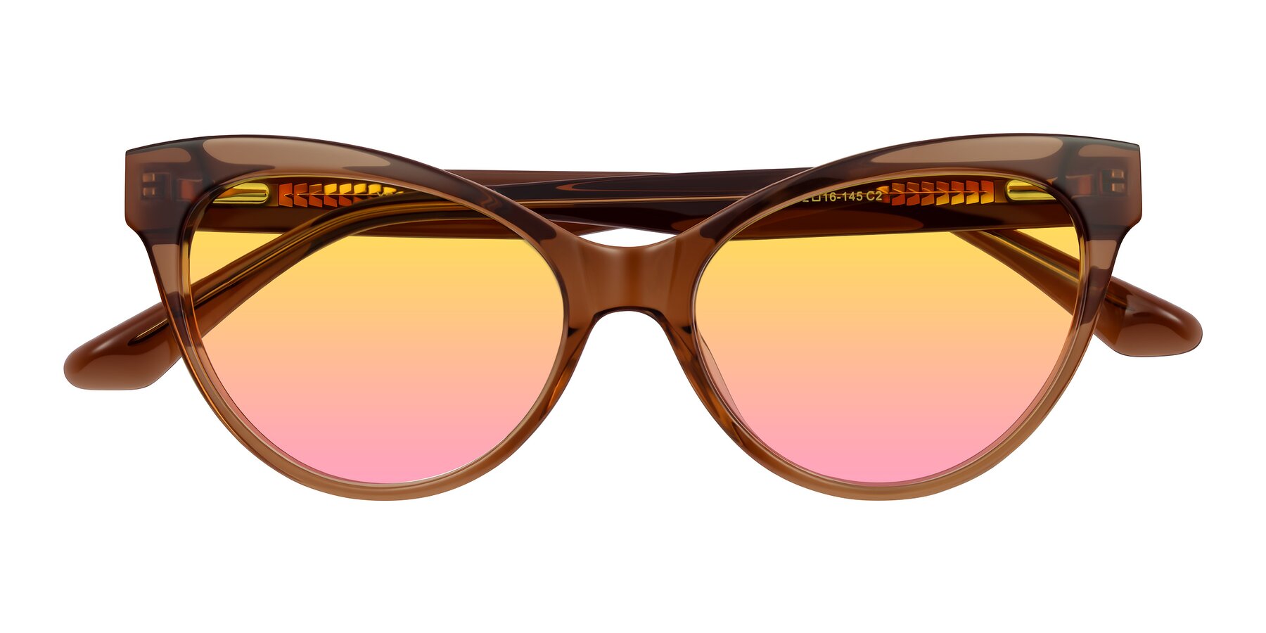 Folded Front of Carrick in Brown with Yellow / Pink Gradient Lenses