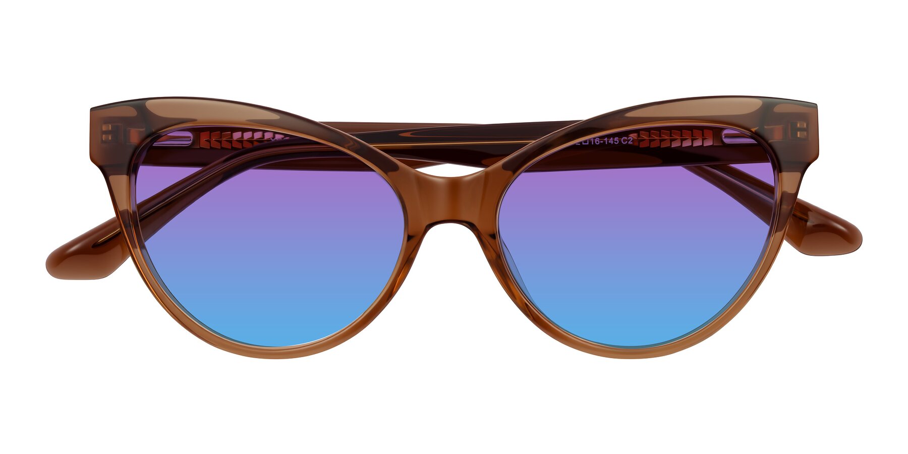Folded Front of Carrick in Brown with Purple / Blue Gradient Lenses