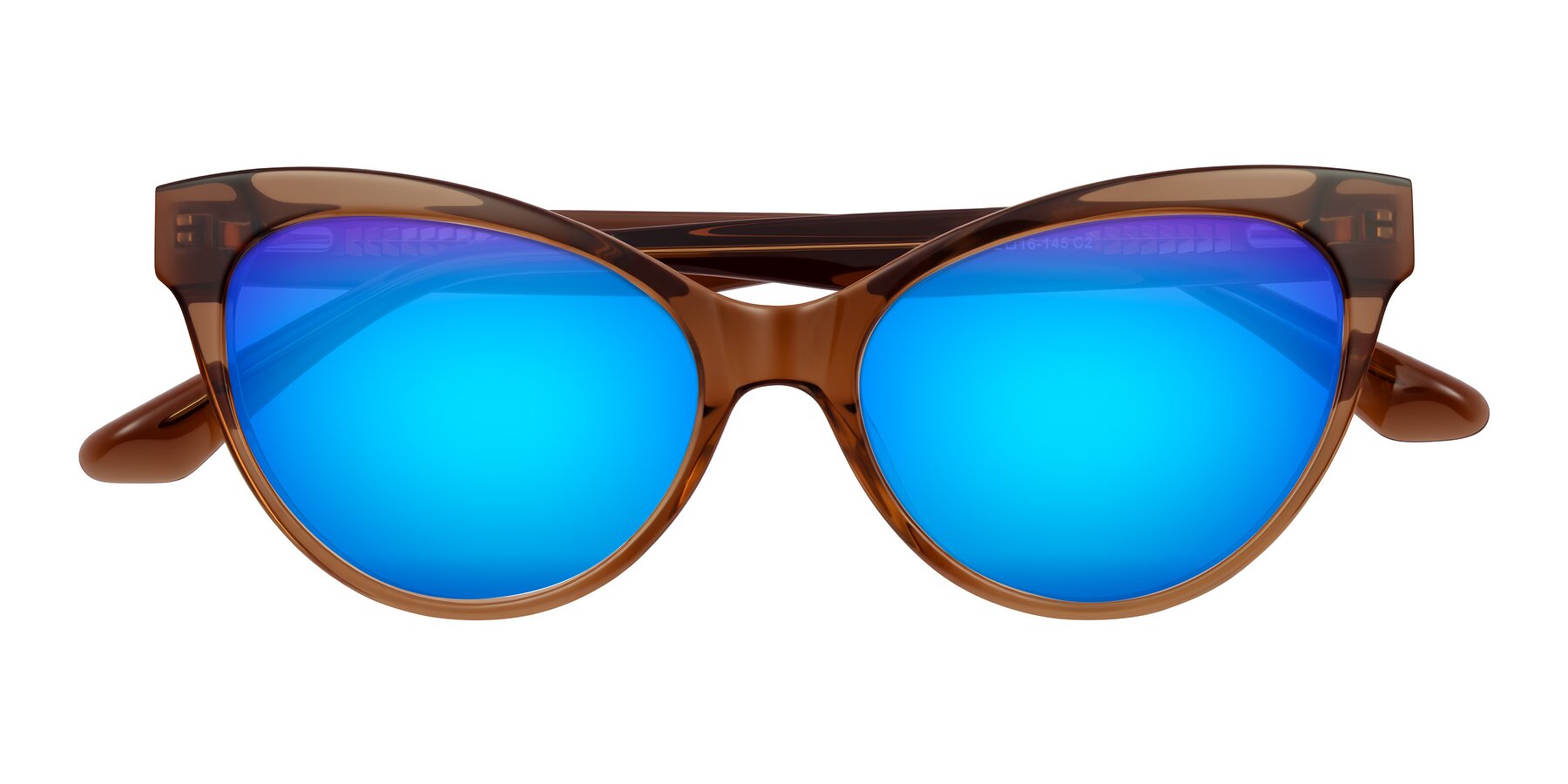 Folded Front of Carrick in Brown with Blue Mirrored Lenses