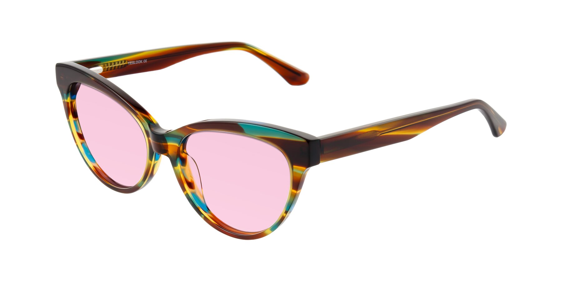 Angle of Carrick in Forest Tortoise with Light Pink Tinted Lenses
