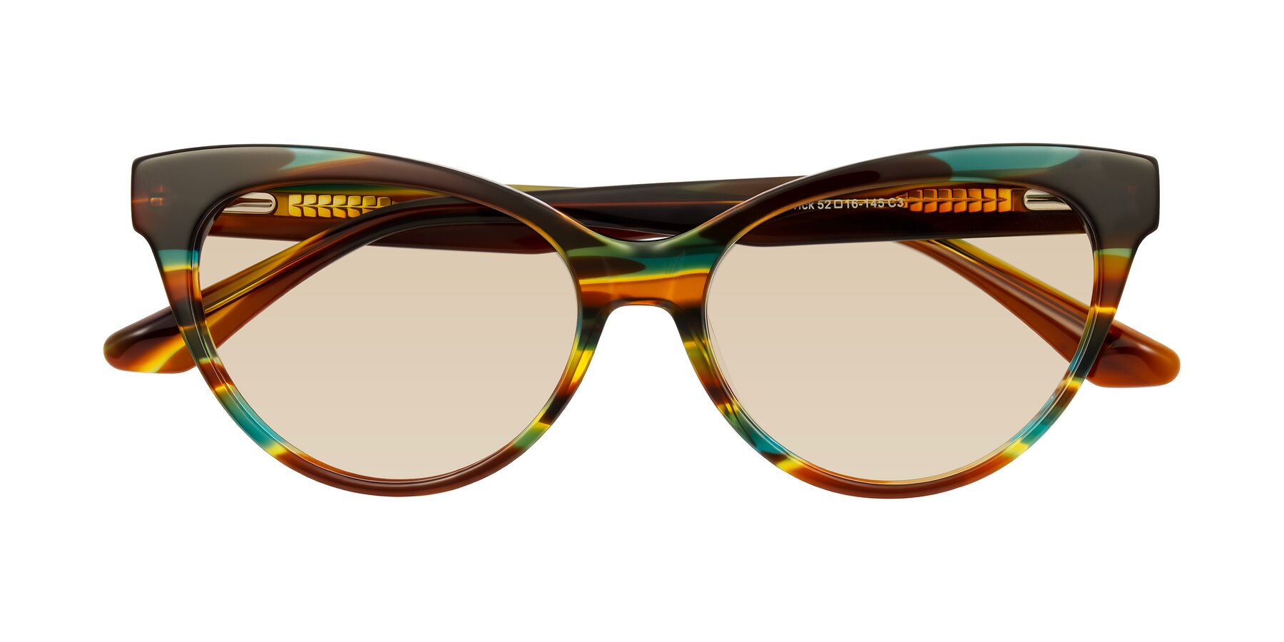 Folded Front of Carrick in Forest Tortoise with Light Brown Tinted Lenses