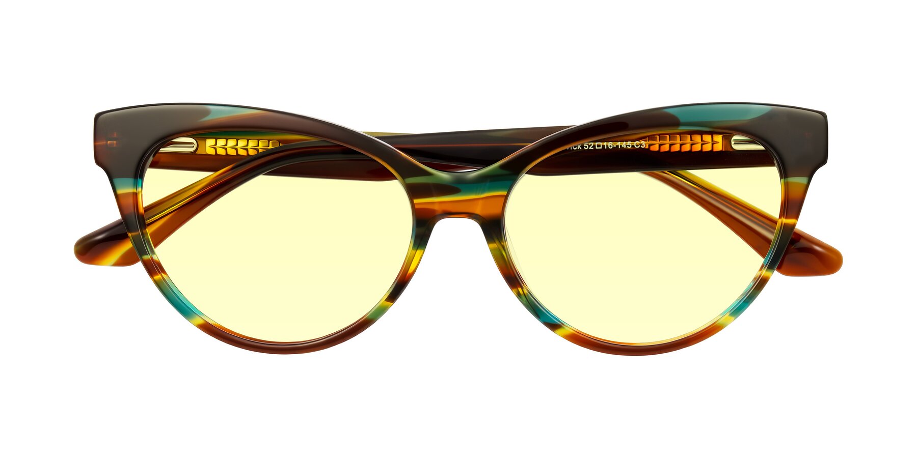 Folded Front of Carrick in Forest Tortoise with Light Yellow Tinted Lenses