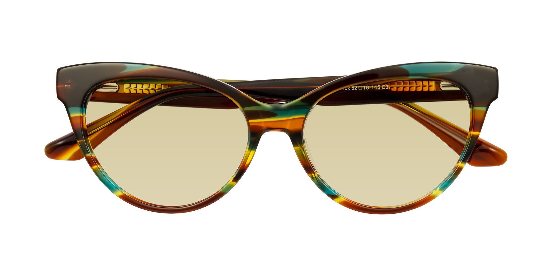 Folded Front of Carrick in Forest Tortoise with Light Champagne Tinted Lenses