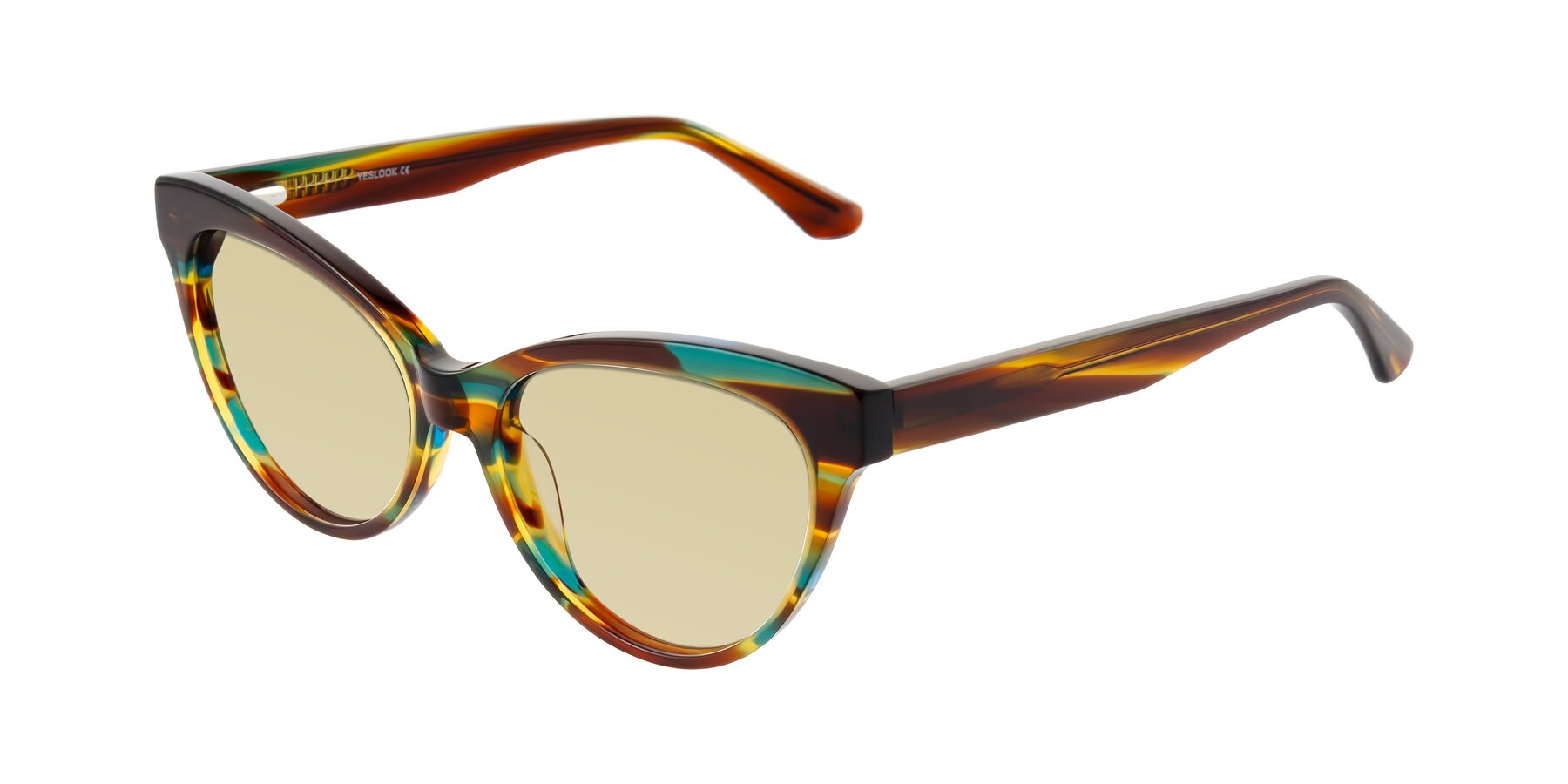 Angle of Carrick in Forest Tortoise with Light Champagne Tinted Lenses